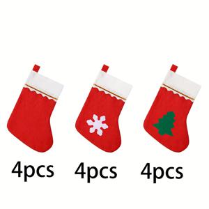 TEMU 12개 미니 레드 & 화이트 펠트 크리스마스 스타킹 장식 - 골드 트림이 있는 소형 패브릭 매달기 장식, 트리, 벽난로, 벽장식용 - DIY 공예, 파티 장식용 미니어처 양말 (바느질 필요 없음)