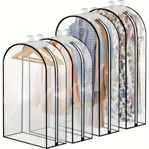 TEMU 지퍼 클로저가 있는 4팩 헤비듀티 투명 의류 가방 - 옷장용 두꺼운 걸이형 옷 보관, 셔츠, 코트, 드레스 - 높이 40