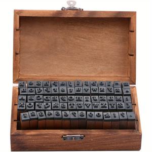 TEMU DIY 스탬프와 잉크 패드 보관 문자, 70개 고무 문자와 숫자 나무 스탬프, 도자기, 공예, 카드 만들기 도자기 문자 스탬프에 적합합니다.