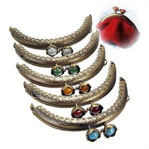 TEMU 키스 버클이 달린 핸드메이드 금속 지갑 프레임 5개, 로터스 비즈용, 8.5 x 6cm, DIY 지갑 만들기