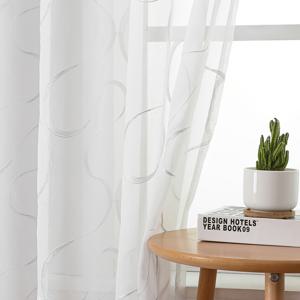 TEMU 자수 트렐리스 디자인의 우아한 화이트 시어 커튼 - 그로멧 탑, 거실 & 침실 장식용 로드 포켓 보일 툴