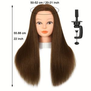 TEMU Opini 100% 진짜 머리카락 매니큐어 헤드, 스타일링, 브레이딩 및 이발 연습용 전문 미용 훈련 인형, 클램프 홀더 포함, 헤어 스타일리스트 용품