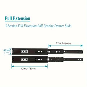 TEMU 2팩 10인치 서랍 슬라이드, 사이드 마운트 볼 베어링 서랍 슬라이드, 3단 풀 익스텐션 100파운드 용량