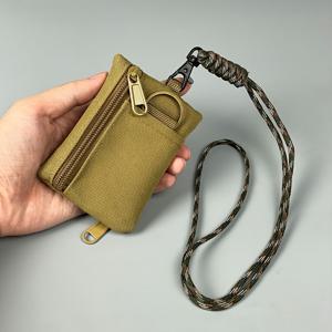 TEMU 캐주얼 캔버스 소형 지갑, 목걸이형 미니 동전 카드 홀더 지퍼 파우치 남녀 공용