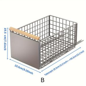 TEMU 1pc 현대 금속 슬라이드 아웃 수납 바구니, 주방용 슬라이드 아웃 캐비닛 정리함, 조미료, 접시, 식기, 간식용 싱크대 아래 선반 - 다용도 가정용 수납 액세서리, 선반 바구니