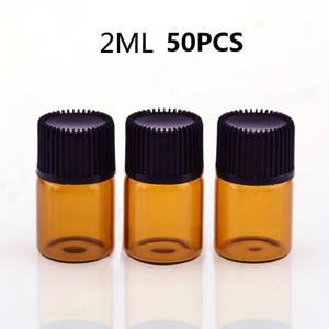 TEMU 50개 미니 에센셜 오일 병 - 1/2/3/5ml 호박색 유리 바이알과 오리피스 리듀서 및 캡 포함, 저자극성, 여행용 재충전 가능한 메이크업 샘플 용기