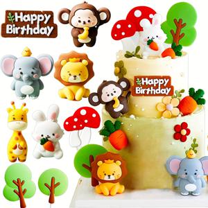 TEMU 할로윈, 크리스마스 이벤트 & 파티 용품용 정글 동물 케이크 장식 - 크리스마스, 새해, , 파티 이벤트용