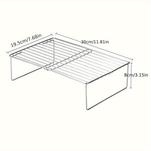 TEMU 공간 절약 스테인리스 스틸 수납 선반 - 주방, 냉장고 및 캐비닛용 쌓을 수 있는 정리대 - 접시, 그릇 및 접시용, 다기능, 식기 선반|냉동고