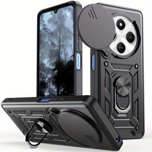 TEMU 오우두디안지 - 샤오미 레드미 14C 4G 카메라 슬라이드 케이스, 360° 회전 마운트 및 케이스-블루 블랙