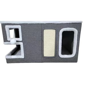 TEMU 1개 고양이 침대, 신형 대형 더블 레이어 멀티홀 맨션, 양면 시살 스크래칭 표면, 접이식 & 세탁 가능, 사계절용