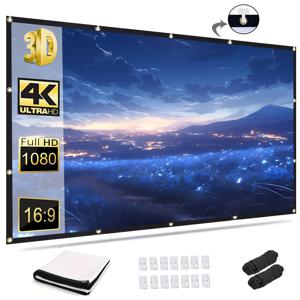 TEMU 150인치 대형 휴대용 필름 스크린 - 고화질 16:9 접힘 방지 접이식 디자인 - 실내, 실외 및 가정용으로 이중 프로젝션 - 영화 밤 및 발표에 이상적