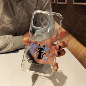 TEMU 멋진 귀여운 고양이 기타 미학 투명 폰 케이스 커버 아이폰 16 11 12 13 14 15 프로 맥스 플러스 XR 케이스 생일 크리스마스 선물 여성 남성용