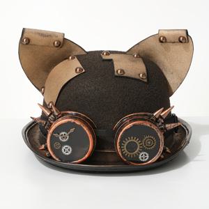 TEMU 남녀 공용 폴리에스테르 100% 손수제 페다 하트, 금속 눈과 기어 액센트가 있는 가벼운 직조 모자, 토글 클로저, 스트레치되지 않는, 여행 모자, 독신 파티용, 깃털 없음, 패션 커플 액세서리