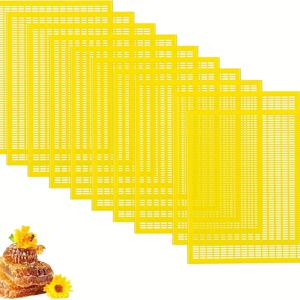 TEMU 10개 플라스틱 여왕 벌 분리기 | 양봉용, 여왕 벌과 일벌 벌을 분리, 꿀 수확에 이상적, 양봉가용, 노란색, 10프레임, 크리스마스 선물