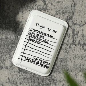 TEMU 럭셔리 패션 미묘한 자석 카드 홀더, 알파벳 목록 패턴, 내장 보안 포켓, iPhone 16 15 14 Pro Max 용, 1-2 카드를 보관, 내부와 신용 카드 컴파트먼트가 있는 지갑 부착