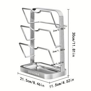 TEMU 304 스테인리스 스틸 냄비 뚜껑 랙, 주방 수납 랙, 도마 랙, 수납 랙, 새로운 냄비 뚜껑 수납 랙, 카운터탑 벽걸이 랙