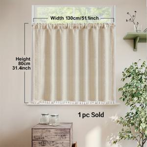 TEMU 1개 체크무늬 소형 커튼, 태슬 레이스 디자인 짧은 발란스, 로드 포켓 하프 커튼, 주방 캐비닛 장식용 커튼, 거실 침실 창문 문 캐비닛에 적합