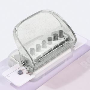 TEMU A4/B5/A5 용지용 6홀 수동 펀치 도구 - 구멍 간격 9.5mm, 내구성 있는 ABS 플라스틱, 조절 가능한 레버 및 가이드 메커니즘의 투명 디자인 - 정리된 문서 관리를 위한 편리한 사무용품, 바인더 액세서리 | 조절 가능한 펀처 | 깨끗한 구멍 뚫기, 종이 공예용 홀 퍼쳐|A4용지