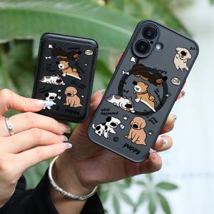 TEMU 2개 세트 & 패셔너블 럭셔리 올인클루시브 충격 방지 만화 개 패턴 아이폰 15 14 13 12 11 프로 맥스 7 8 플러스용 마그네틱 매력 폰 케이스 & 1-2 신용카드 또는 은행 카드와 호환 가능 Kj1 고품질 가죽 마그네틱 카드 클립, 카드 홀더가 있는 폰, 비보 V 피크 스카리 크리피용 폰 케이스