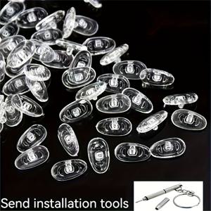 TEMU 150개 실리콘 잎 홀더 안경 G14 좌우 구분 없는 안경 액세서리 실리콘 안경 프레임 코 받침대, 나사형 실리콘 미끄럼 방지 코 패드, 안경 수리에용 작은 스크루 드라이버 1개 포함|안경코받침