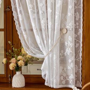TEMU 1패널 프렌치 레이스 여름용 가벼운 쉬어 숏 커튼 발란스, 탑 로드 포켓 걸이, 거실, 침실, 발코니, 주방, 코티지 등에 적합한 커튼 장식, 시스루 커튼,창문 장식,보호 시크,우아한 발란스,통기성 원단,시스루 윈도우 패널,장식용 발란스