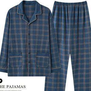 TEMU 남성용 새로운 체크무늬 파자마, 봄과 가을 긴팔 대형 사이즈 홈웨어, 중년 및 노인 아빠를 위한 가을 겨울 외출 세트, 집이나 밖에서 따뜻한 여가 시간, 무리나 제약 없이 패셔너블, 인기 있는 연한 베이지 친화적 원단