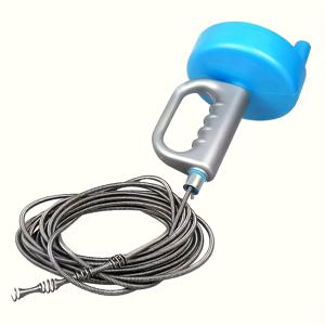 TEMU 1pc 4m 유연한 스피럴 배수 클리너 - 주방 및 욕실용 수동 파이프 차단 제거 도구, 배터리 필요 없음, 가정, 호텔 및 레스토랑 사용에 이상적, 효율적인 머리카락 및 쓰레기 청소, 쓰레기 제거 | 스피럴 클리너 | 유연한 디자인