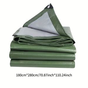TEMU 1개 다기능 방수 타포린, PE 소재, 군용 그린 은색 방수 플라스틱 타포린, 효과적인 방수 처리, 비오는 날에도 건조 유지, 쉽게 청소 가능하고 내구성이 뛰어남, 야외 창고, 지상 커버 및 다목적 사용 캐노피에 사용, 캠핑 텐트 천, 지면 시트, 방수 천. 옥상, 캠핑, 안뜰, 수영장, 보트, 자동차 등