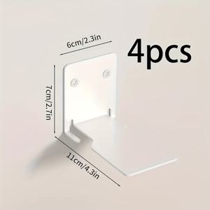 TEMU 4개 세트 금속 무선 벽걸이 책장, 교실·도서관·현관 침실용 벽면 선반 정리대, 홈 , 실내 장식용 플로팅 선반|책장