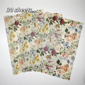 TEMU 빈티지 장미 무늬 티슈 페이퍼 30장, 20x14인치, 선물 포장용 방습 종이, 레드 와인 랩핑, 깨지기 쉬운 물품 보호, 생일, 발렌타인데이, 어머니날, 크리스마스 선물용 패키징 | 우아한 선물 포장지 | 파스텔 플로럴 티슈, 꽃 포장지