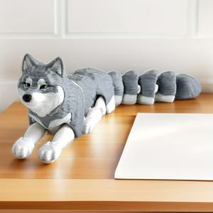 TEMU 1개 3D 프린팅 시베리안 허스키 강아지 조각상 - 표정 있는 눈과 다관절 움직임, 레트로 스타일 내구성 플라스틱 제작, 홈, 책상, 선반용 테이블탑 장식 - 성인 및 14세 이상 청소년을 위한 리얼리스틱 허스키 조각상, 배터리/전기 불필요, 강아지 애호가와 어머니날 선물로 매력적인 선물, 생생한 포즈와 디테일한 디자인의 시베리안 허스키 피규어