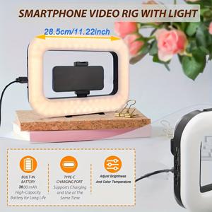 TEMU 스마트폰 비디오 스탠드 핸드헬드 LED 라이트, 셀피 조명 모바일 폰 영상 안정화기, 스튜디오 카메라용, 액션 카메라, 촬영, 메이크업, 블로깅