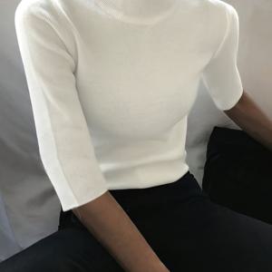 TEMU 여성용 우아한 터틀넥 스웨터 - 시크 풀오버 탑, 부드러운 일상 & 정장용 - 봄/여름 워드로브 필수품 (화이트, 블랙, 그레이, 네이비) - 쉬운 관리 여성 스웨터, 스프링 패션, 심플 디자인, 편안한 소재, 스타일리시 블라우스, 오피스 의상, 터틀넥 탑/하이넥 블라우스, 우아한 여성복, 반팔