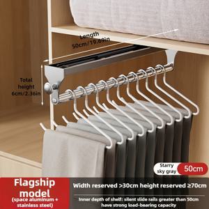 TEMU 튼튼한 옷걸이; 침실용 조절 및 확장 가능한 바지 보관; 강화된 막대 공간 디자인의 다용도 풀아웃 건조대, 옷장 및 건조용으로 적합.