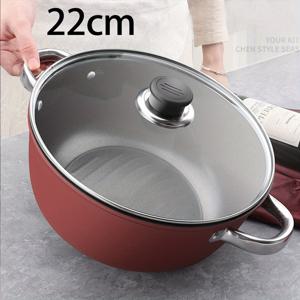 TEMU 뚜껑이 있는 레드 주철 냄비 - 두꺼운 논스틱, 쉬운 브레이징을 위한 듀얼 핸들, 수프, 스튜용, 식기세척기 사용 가능, 가정용 주방에 완벽, 랜덤 스타일의 수프 스푼 1개 포함, 주방 필수품 | 인체공학적 손잡이 디자인 | 내구성 있는 조리기구, 뚜껑이 있는 수프 용기, 스튜 플라스크, 프라이팬, 요리용 팬, 고품질 프라이팬, 논스틱