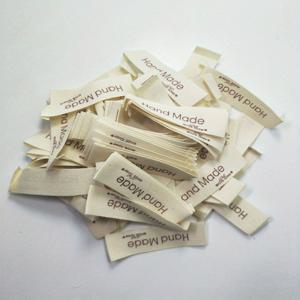 TEMU 옷깃, 포켓, 모자, 양말 및 포장 장식을 위한 100개 베이지색 가로형 핸드메이드 사랑으로 만들어진 패브릭 라벨