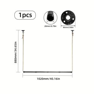TEMU 창의적인 삼베 로프 높이 조절 천장 옷걸이 | 산업 스타일 빈티지 블랙 철 파이프 행잉 랙, 파우더 코팅 고강도 금속 의류 랙 (소매점 진열 및 가정용 보관용)
