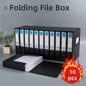 TEMU 10개 블랙 플라스틱 A4 파일 보관함, 라벨 탭 및 손잡이 포함, 고품질 문서 정리용, 사무실/가정용 내구성 아카이브 폴더, 서류 보호, 책상용 파일 정리함, 안전한 문서 보관, 세련된 디자인, 매끄러운 마감|A4용지