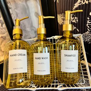 TEMU 3개입, 레트로 골드 커피 색상, 500ml 대용량 빈 디스펜싱 병, 리필 가능, 샴푸, 컨디셔너, 샤워 젤, 바디 로션 등에 범용, 호텔, 가정, 홈스테이, 미용실용, 방수 라벨 포함