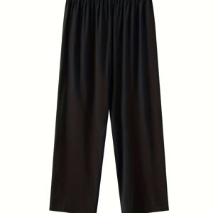 TEMU 남성용 플러스 사이즈 캐주얼 바지, 뒷주머니 포함 - 통기성, 루즈핏, 단색, 신축성 있는 허리밴드, 집 & 야외 착용용 경량, 여름용 편안함, 편안한 핏 바지|캐주얼 스타일 바지|경량 원단, 플러스 사이즈