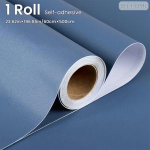 TEMU 1롤 대형 블루 프로스티드 접착식 비닐 리노베이션 시트 - 쉽게 붙였다 떼는 벽지, 페인트 가능한 DIY 벽 & 가구 리모델링용, 모던 텍스처 (쉬운 커팅, UV 프린팅)