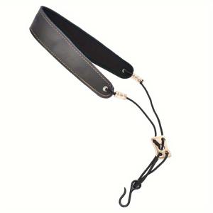 TEMU 인무크 인조 가죽 클라리넷 목걸이 스트랩 - 조절 가능한 편안한 지지대, 음악가를 위한 인체공학적 디자인, 안전한 착용감 클라리넷 액세서리 (블랙), 골드톤 메탈 하드웨어