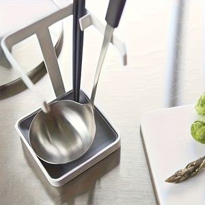 TEMU 1pc, 일본식 금속 주방 보관 랙, 물 냄비 뚜껑 홀더, 국자 주무레, 주방용품 보관 - 화이트, 편리한 액세스 및 공간 절약 주방 정리, 주방 보관 랙