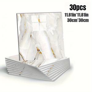 TEMU 30pcs 노르딕 스타일 대리석 타일 스티커 - 거친, 주방, 욕실, 거실, 침실용으로 유지하기 쉬운 비닐 벽지 - DIY 절단 및 제거 가능, 충돌 방지 장식, 욕실 벽지, 현대 벽지, 쉽게 설치할 수 있는 벽지