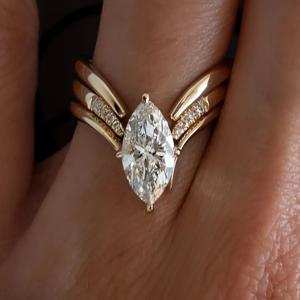 TEMU 요요 여성용 웨딩 밴드 - 마키즈 & 라운드 컷 합성 지르코니아 링 KC 골든톤 구리 (비슷한 광택) - 저렴한 럭셔리 주얼리, 약혼, 기념일, 일상적인 우아함을 위한 연중 결혼 반지 선물, 세련된 디자인, 정교한 장인 정신, 패션 애호가를 위한 피스|반지