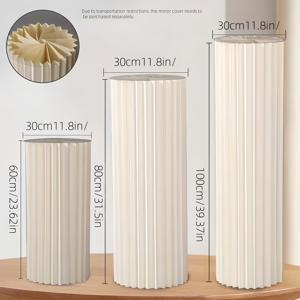 TEMU 3개 세트 - 60/80/100 우아한 종이 실린더 디스플레이 스탠드 | 접이식 원형 로마 기둥 스타일, 웨딩 센터 장식 및 파티 장식용 | 디자인 (탑 아크릴 플레이트 제외)