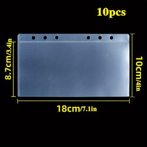 TEMU 10개 A6 투명 PP 지갑 봉투 탭 없는 6홀 루즈리프 주머니 예산 플래너 지갑 명세서 보관용 지폐 파우치 6장