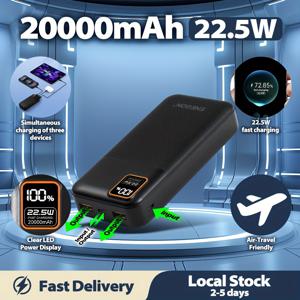TEMU ENEGON 20000mAh 22.5W 휴대용 고속 충전 보조배터리 - PD 퀵 충전, LED 배터리 디스플레이 + USB-C/USB-A/ 입력, 초슬림 외장 배터리 팩 (아이폰 15/14//삼성/태블릿용), 여행 및 야외 비상 백업 전원, 컴팩트 디자인,기술 애호가,스마트폰 사용자|보조배터리20000