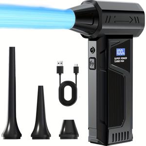 TEMU 초강력 터보 먼지 제거기 - 110,000 RPM, 충전식, 4000mAh 배터리, 29mm 브러시리스 모터, 160G 풍압, 휴대용 핸디 디자인, Type-C 고속 충전 및 배터리 표시 기능 포함 - 차량, 가정, 컴퓨터 청소에 적합|차량용선풍기