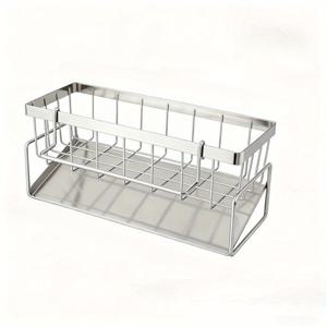 TEMU 스텐리스 스틸 싱크대 정리함 (배수 트레이 포함) - 튼튼한 녹 방지 주방 수납 캐비닛, 공간 절약형 조리대 정리함 (다중 칸막이 포함), 비누 디스펜서 & 스펀지 홀더 - 현대적인 주방을 위한 간편한 청소 디자인, 싱크대 수세미 거치대, 수세미걸이, 수세미거치대, 수세미거치대, 싱크대 정리대